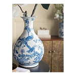 Ваза с мотивами цветущего сада с попугаями Blue Vase Inspired by Nature варинант исполнения - 6 | Loft Concept в Красноярске