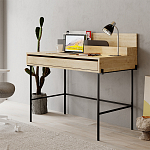 Стол письменный с выдвижным ящиком цвета древесины LEILA WORKING TABLE OAK ANTHRACITE варинант исполнения - 3 | Loft Concept в Красноярске