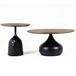 Столик журнальный с круглой деревянной столешницей на черном фактурном основании Bourgeon варинант исполнения - 3 | Loft Concept в Красноярске