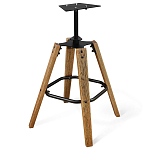 Барный стул со спинкой и металлической подставкой на 4-х деревянных ножках Зеленый Велюр Vendramin Chair варинант исполнения - 4 | Loft Concept в Красноярске