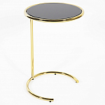 Приставной столик на золотистом основании с черной столешницей Noir варинант исполнения - 1 | Loft Concept в Красноярске