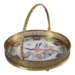 Блюдо фарфоровое с бронзовой ручкой Paradise Dish with Handle варинант исполнения - 1 | Loft Concept в Красноярске