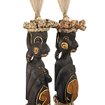 Комплект из 2-х статуэток из массива албезии Asmat Statuettes Albesia варинант исполнения - 2 | Loft Concept в Красноярске