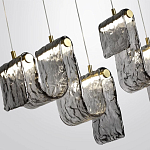 Подвесной светильник линейный с плафонами волнистой формы из фактурного стекла Big Wave варинант исполнения - 5 | Loft Concept в Красноярске