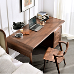 Стол рабочий округлой формы с 3-мя ящиками  Working Moonnut Table варинант исполнения - 6 | Loft Concept в Красноярске