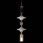 Подвесной светильник с белыми стеклянными элементами и бронзовыми вставками Высота 90 см Gabriel Scott Luna варинант исполнения - 6 | Loft Concept в Красноярске