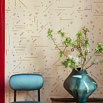 Обои с вышивкой ручной работы Glyph Original colourway on wool sateen варинант исполнения - 2 | Loft Concept в Красноярске