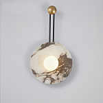 Бра круглое с каменным основанием и плафоном из стекла в форме шара Shaw Marble Lighting варинант исполнения - 1 | Loft Concept в Красноярске