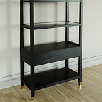 Стеллаж Elsa Dreams Black со стеклянными полками и ящиком варинант исполнения - 6 | Loft Concept в Красноярске