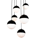 Каскадный светильник с 6-ю плафонами шары Ponzio Flos Cascade  Black Sphere Hanging Lamp варинант исполнения - 2 | Loft Concept в Красноярске