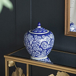 Ваза округлой формы с синей росписью и цветочным узором Blue & White Ornament варинант исполнения - 5 | Loft Concept в Красноярске