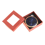 Зеркало карманное круглое двухстороннее из натурального камня Содалит в подарочной упаковке Gold Stone Mirrors варинант исполнения - 3 | Loft Concept в Красноярске