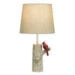 Настольная лампа с тканевым абажуром и основанием в виде птицы на дереве Simurq варинант исполнения - 1 | Loft Concept в Красноярске