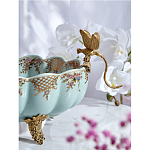 Чаша из голубого фарфора на бронзовых ножках с рисунком цветов и фигурками стрекоз Blue Garden варинант исполнения - 6 | Loft Concept в Красноярске