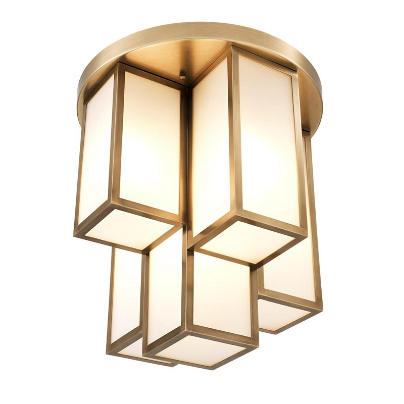 Потолочный светильник Eichholtz Ceiling Lamp Axel Antique brass Латунь Античная полированная Белый Потолочный светильник Eichholtz Ceiling Lamp Axel Antique brass Латунь Античная полированная Белый в Красноярске | Loft Concept