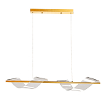 Люстра линейная золотистого цвета с двумя прозрачными волнистыми элементами Wave Line варинант исполнения - 2 | Loft Concept в Красноярске