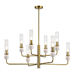 Люстра с 8-ю плафонами в форме стеклянных трубок и мраморных декоративных элементов Montreal варинант исполнения - 7 | Loft Concept в Красноярске