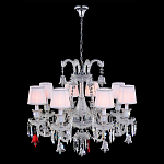 Люстра с 8-ю белыми текстильными абажурами и хрустальными подвесками Lustre Reverie варинант исполнения - 2 | Loft Concept в Красноярске