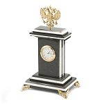 Часы настольные бронзовые с Гербом России из натурального камня Змевик Stone Clock варинант исполнения - 2 | Loft Concept в Красноярске