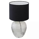 Настольная лампа с черным цилиндрическим тканевым абажуром и фактурным прозрачным основанием Black Cone варинант исполнения - 1 | Loft Concept в Красноярске