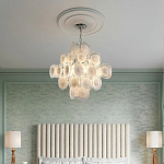 Люстра  с каскадом из круглых декоративных элементов  White Clear Glass Chandelier варинант исполнения - 5 | Loft Concept в Красноярске