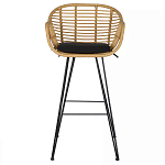 Стул барный с ротанговым плетением Half Bar Chair with Wicker с подлокотниками варинант исполнения - 1 | Loft Concept в Красноярске