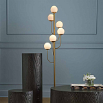 Торшер с 6-ю белыми стеклянными плафонами в форме шаров Gooseneck Pelle Chandelier варинант исполнения - 2 | Loft Concept в Красноярске