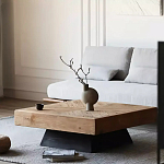 Дизайнерский журнальный стол квадратный с черным трапециевидным основанием Wokab варинант исполнения - 3 | Loft Concept в Красноярске