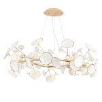 Люстра круглая с белыми лепестками из керамики и прозрачными хрустальными цветками Диаметр 82 см Wintery flovers варинант исполнения - 1 | Loft Concept в Красноярске