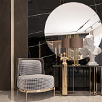 Настольная лампа с цилиндрическим абажуром из коричневой ткани и золотыми трубочками Brown Aura варинант исполнения - 4 | Loft Concept в Красноярске