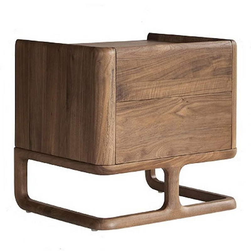Прикроватный деревянный столик с 2-мя ящиками Moon Walnut Furniture Орех Прикроватный деревянный столик с 2-мя ящиками Moon Walnut Furniture Орех в Красноярске | Loft Concept