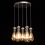 Люстра с 7-ю прозрачными плафонами из стекла в форме капли на круглом потолочном основании цвета хром Lucid Rain  варинант исполнения - 3 | Loft Concept в Красноярске