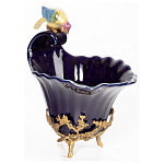 Чаша темно-синего цвета из фарфора с разноцветной птичкой Eden Garden porcelain and bronze варинант исполнения - 12 | Loft Concept в Красноярске
