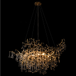 Подвесная люстра в виде ветвей деревьев золотого цвета с прозрачными подвесками-каплями 10 и 14 ламп Droplet Chandelier варинант исполнения - 4 | Loft Concept в Красноярске