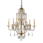 Люстра в бронзовом цвете с 6-ю лампами в форме свечей со стеклянными подвесками в классическом стиле Feiss варинант исполнения - 1 | Loft Concept в Красноярске