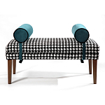 Банкетка Banquette PIED DE POULE с принтом гусиная лапка и синими подлокотниками  варинант исполнения - 1 | Loft Concept в Красноярске