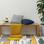 Плед из хлопка жемчужной вязки горчичного цвета Waffle Comfort варинант исполнения - 5 | Loft Concept в Красноярске