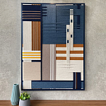 Панно из шнура Синяя геометрическая абстракция wall panel line Blue варинант исполнения - 1 | Loft Concept в Красноярске