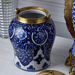 Ваза с насыщенным синим орнаментом и золотой крышкой Blue & White Ornament  варинант исполнения - 4 | Loft Concept в Красноярске