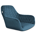 Стул с мягкой синей обивкой из велюра и подъемно-поворотным механизмом на черных колесиках Harper Blue варинант исполнения - 2 | Loft Concept в Красноярске