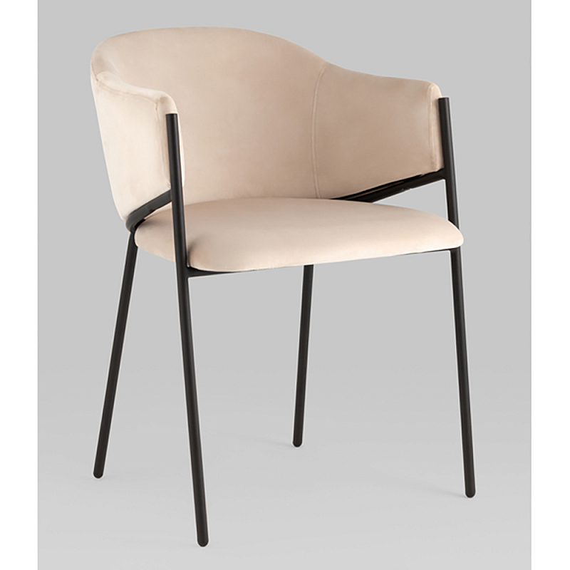 Стул Brace велюр молочный Молочный Черный в Красноярске | Loft Concept 