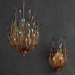 Бра настенное золотое с декором из бирюзовых элементов Peacock Tail варинант исполнения - 4 | Loft Concept в Красноярске