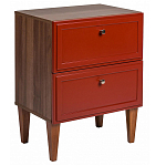 Тумба прикроватная красная из массива бука с 2-мя ящиками Wenge Light варинант исполнения - 1 | Loft Concept в Красноярске