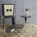 Дизайнерский журнальный столик с круглой столешницей на золотых ножках Risenbix варинант исполнения - 1 | Loft Concept в Красноярске