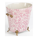 Кашпо из белого фарфора с розовым цветочным орнаментом Eden Garden варинант исполнения - 2 | Loft Concept в Красноярске