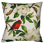 Декоративная подушка бежевая с изображением птиц и цветов Blooming Birds варинант исполнения - 1 | Loft Concept в Красноярске