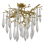 Люстра потолочная с прозрачными стеклянными подвесками в форме капель Droplet Chandelier варинант исполнения - 2 | Loft Concept в Красноярске