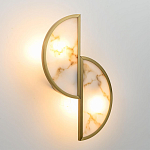 Бра с двумя полукруглыми плафонами из искусственного алебастра в бронзовой оправе Marbella варинант исполнения - 3 | Loft Concept в Красноярске