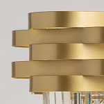 Люстра цвета матового золота с металлическими лентами и длинными прозрачными подвесками Gilded Waves варинант исполнения - 7 | Loft Concept в Красноярске