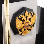 Настольный письменный набор из мрамора и змеевика с гербом России Marble Accessory варинант исполнения - 3 | Loft Concept в Красноярске